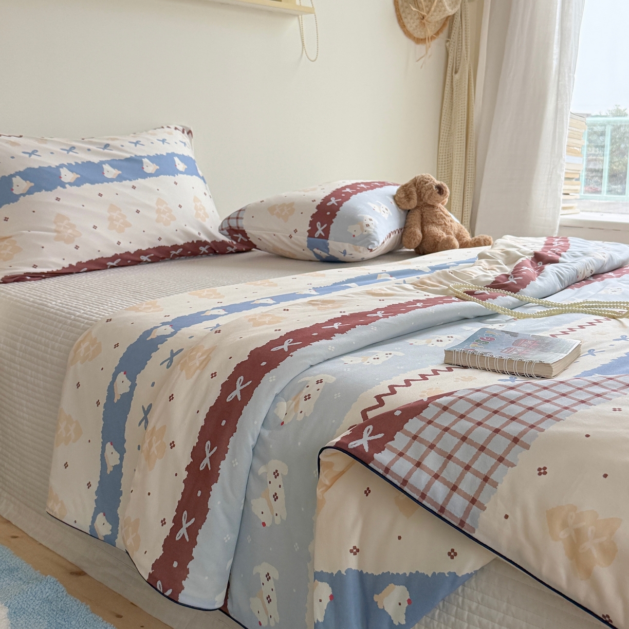 91家纺网 家纺一手货源 找家纺 暖生活 2026春夏新款A类牛奶针织棉夏被夏凉被空调被 费尔狗