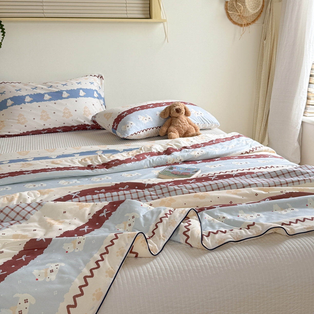 91家纺网 家纺一手货源 找家纺 暖生活 2026春夏新款A类牛奶针织棉夏被夏凉被空调被 费尔狗