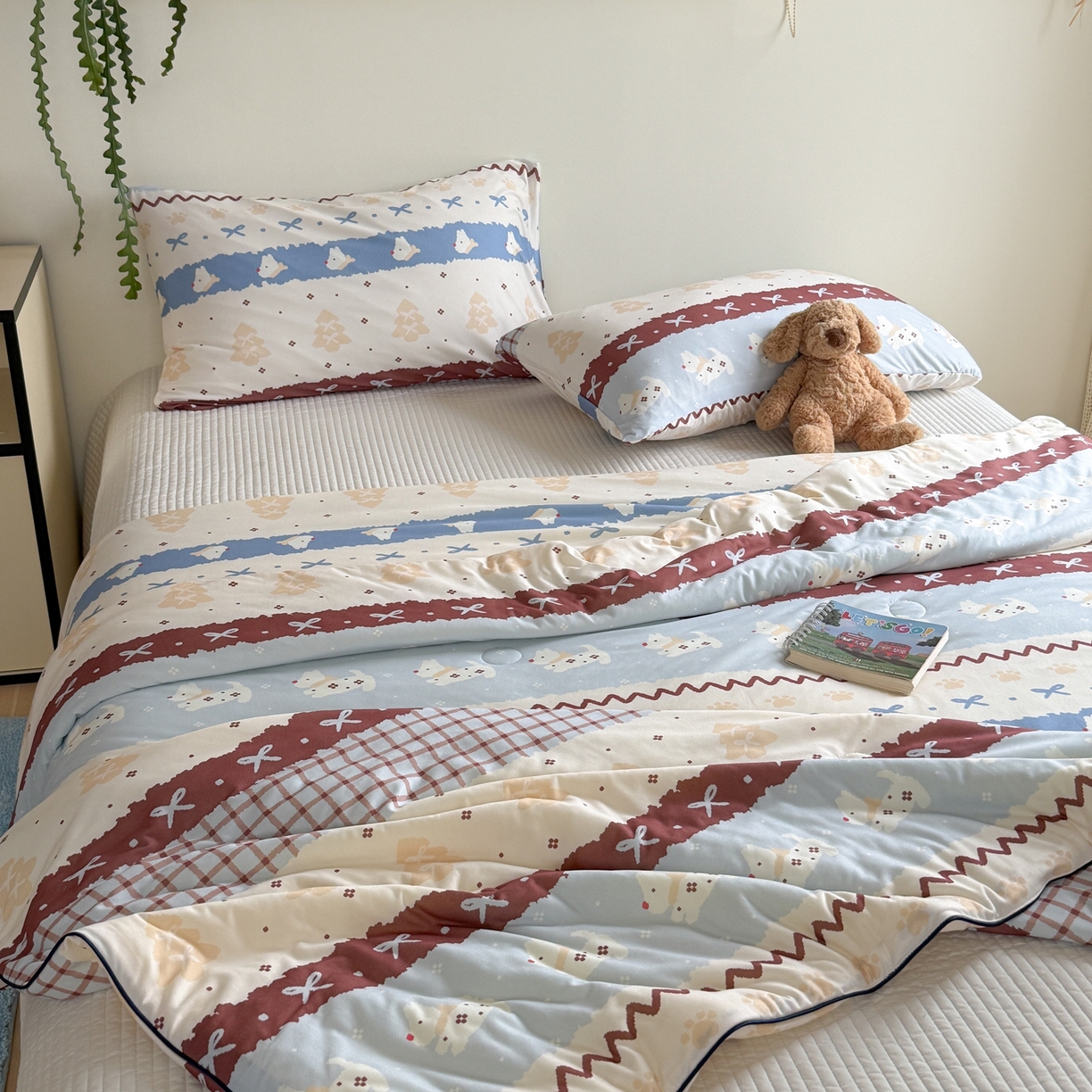 91家纺网 家纺一手货源 找家纺 暖生活 2026春夏新款A类牛奶针织棉夏被夏凉被空调被 费尔狗