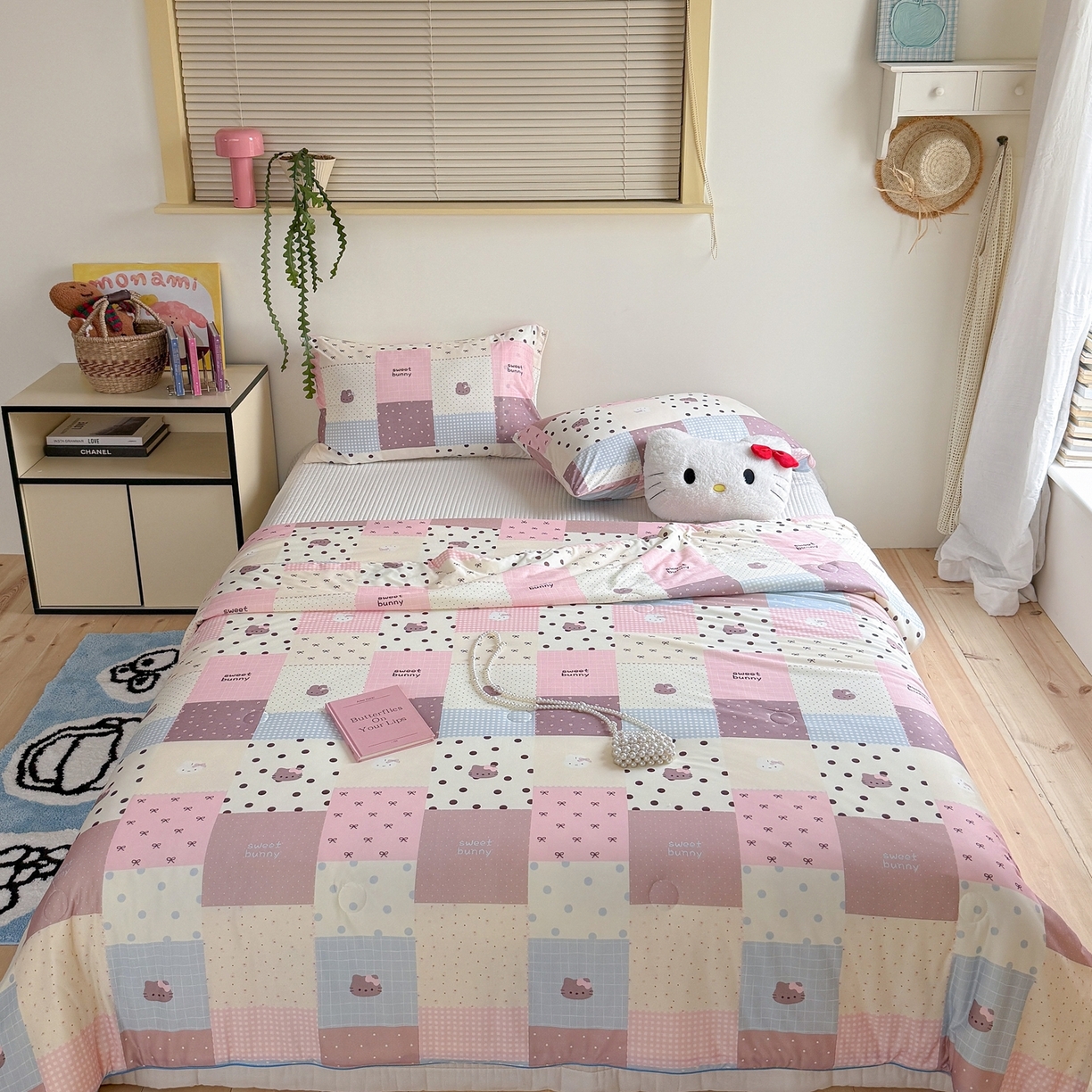 91家纺网 家纺一手货源 找家纺 暖生活 2026春夏新款A类牛奶针织棉夏被夏凉被空调被 粉咖Kt