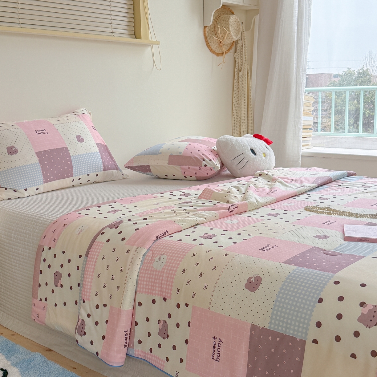 91家纺网 家纺一手货源 找家纺 暖生活 2026春夏新款A类牛奶针织棉夏被夏凉被空调被 粉咖Kt