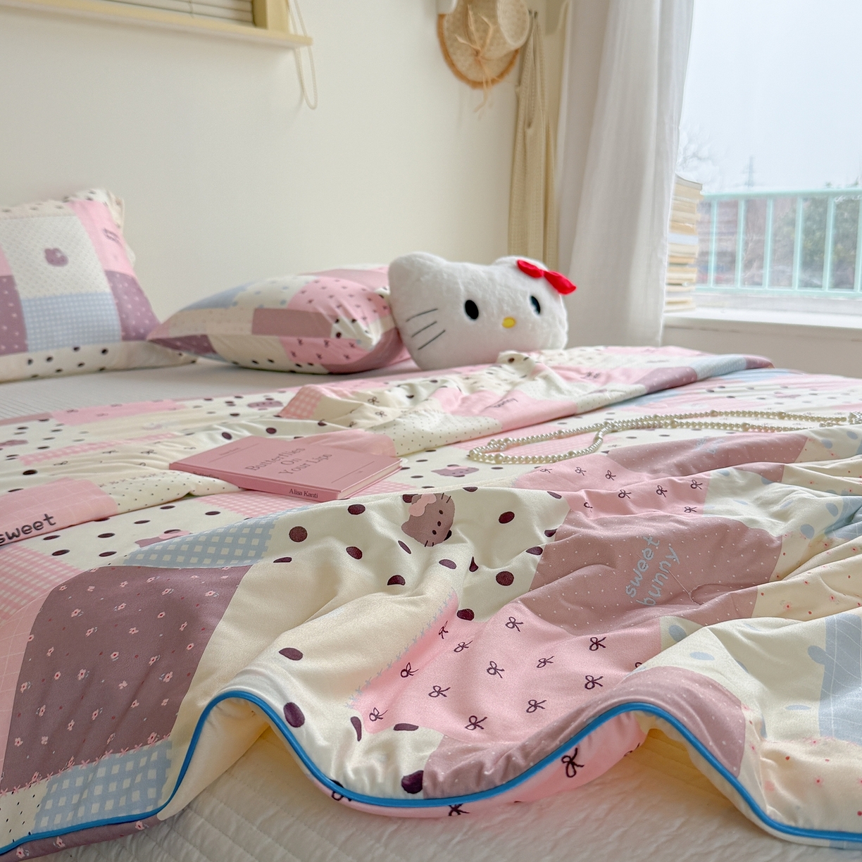 91家纺网 家纺一手货源 找家纺 暖生活 2026春夏新款A类牛奶针织棉夏被夏凉被空调被 粉咖Kt