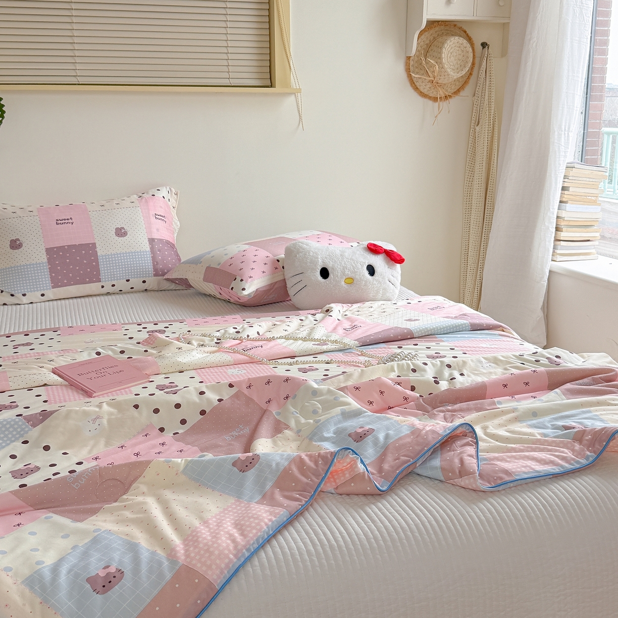 91家纺网 家纺一手货源 找家纺 暖生活 2026春夏新款A类牛奶针织棉夏被夏凉被空调被 粉咖Kt