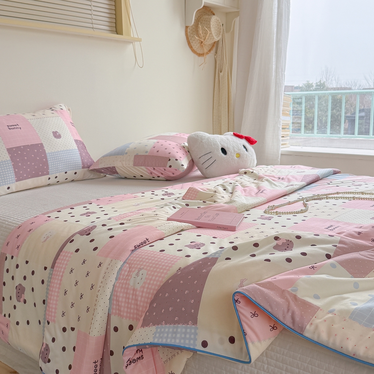 91家纺网 家纺一手货源 找家纺 暖生活 2026春夏新款A类牛奶针织棉夏被夏凉被空调被 粉咖Kt