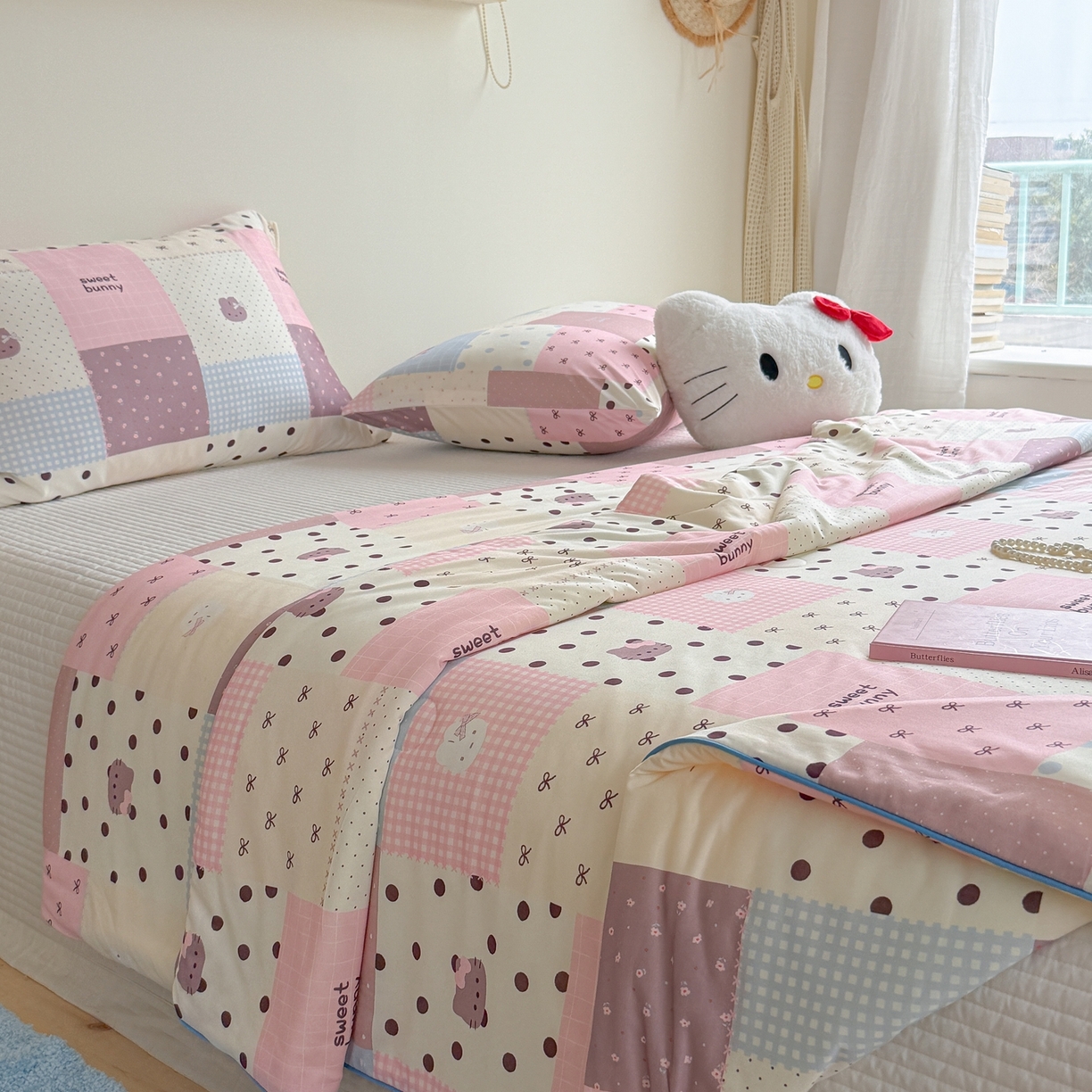 91家纺网 家纺一手货源 找家纺 暖生活 2026春夏新款A类牛奶针织棉夏被夏凉被空调被 粉咖Kt