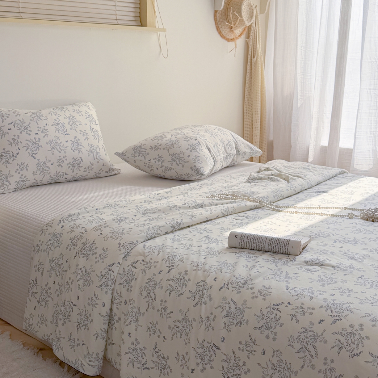 91家纺网 家纺一手货源 找家纺 暖生活 2026春夏新款A类牛奶针织棉夏被夏凉被空调被 蓝意