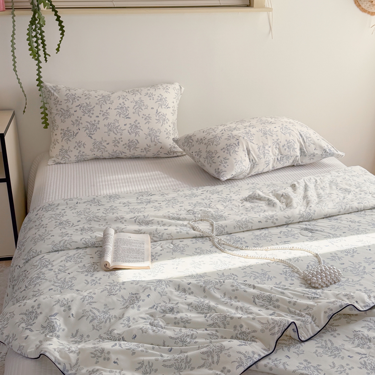 91家纺网 家纺一手货源 找家纺 暖生活 2026春夏新款A类牛奶针织棉夏被夏凉被空调被 蓝意