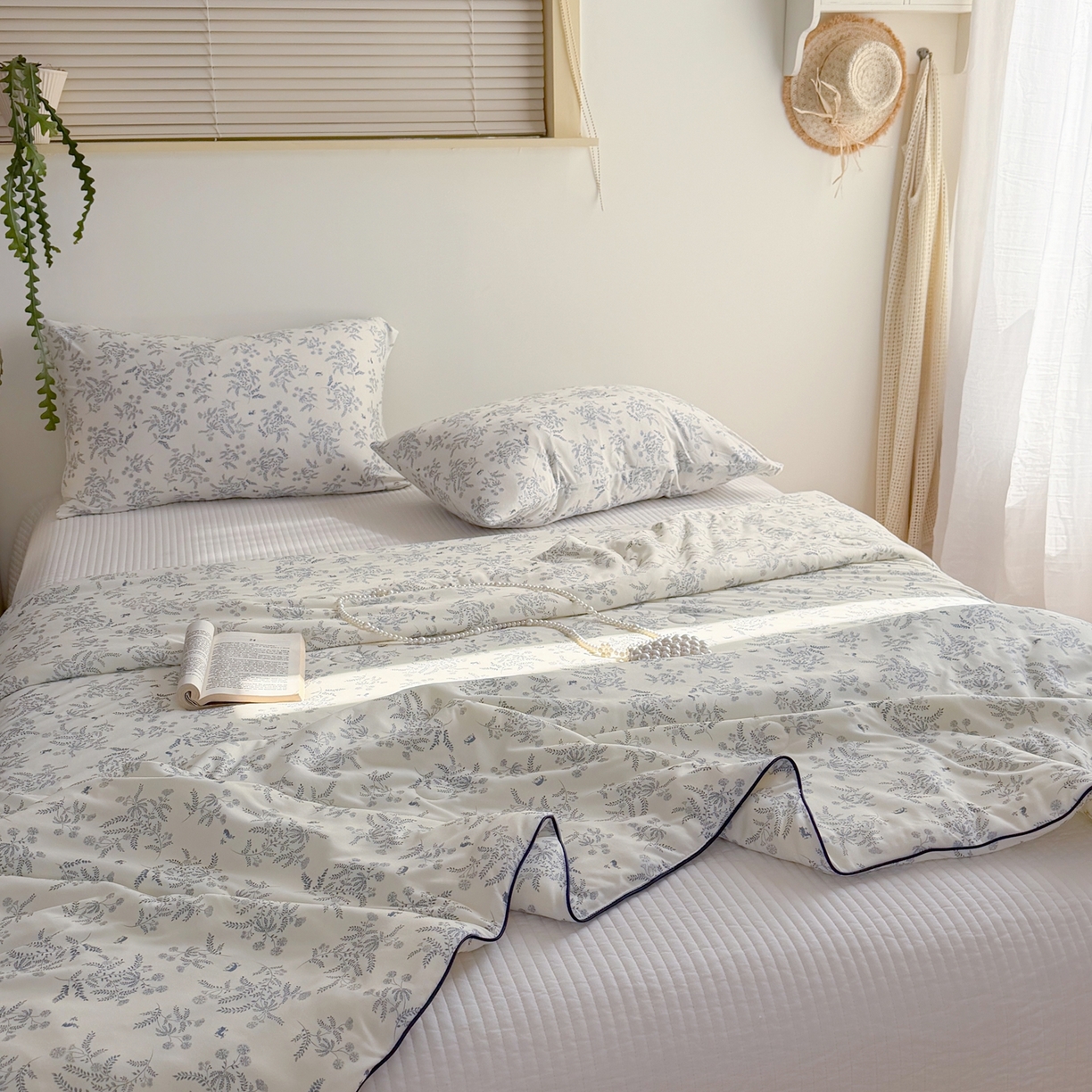 91家纺网 家纺一手货源 找家纺 暖生活 2026春夏新款A类牛奶针织棉夏被夏凉被空调被 蓝意