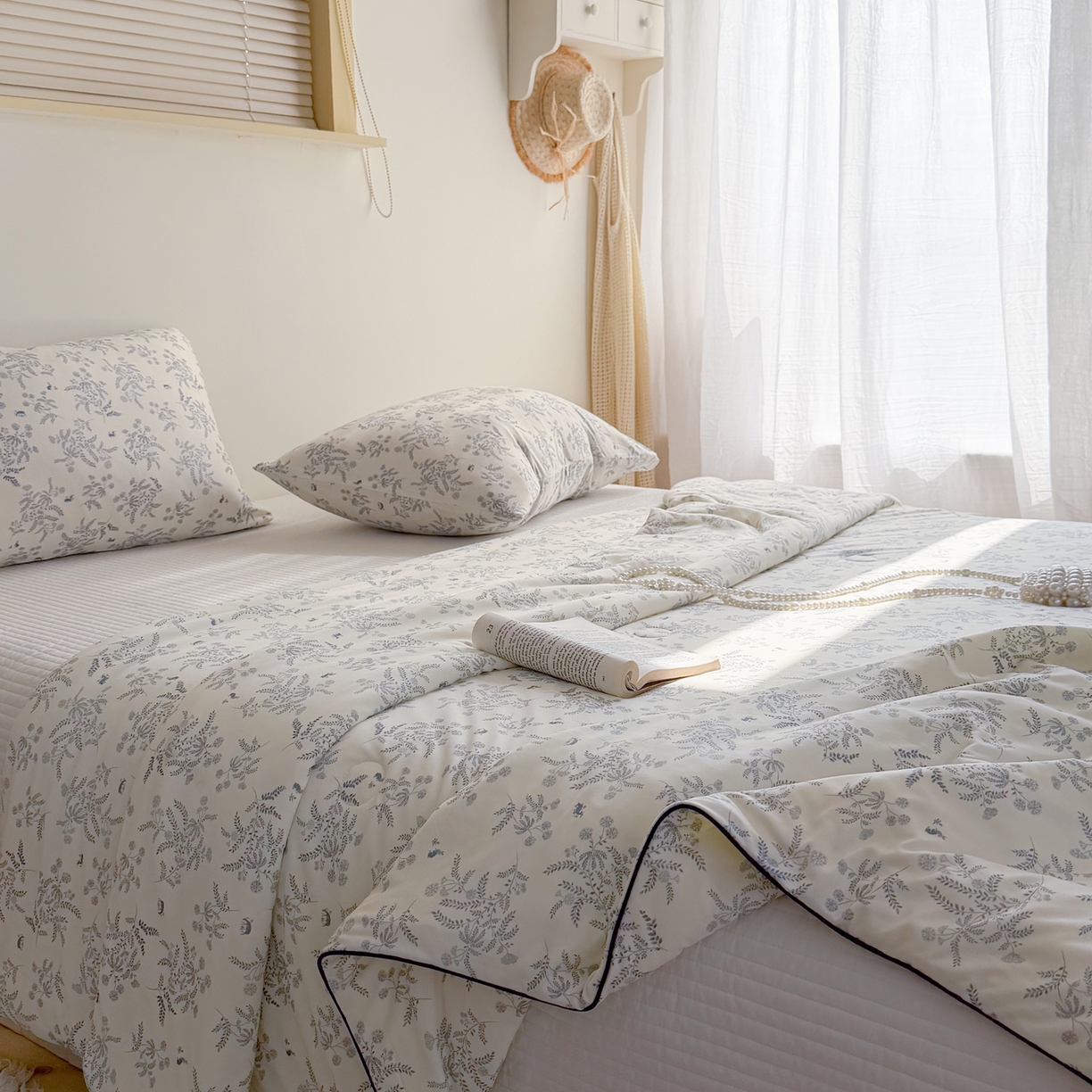 91家纺网 家纺一手货源 找家纺 暖生活 2026春夏新款A类牛奶针织棉夏被夏凉被空调被 蓝意