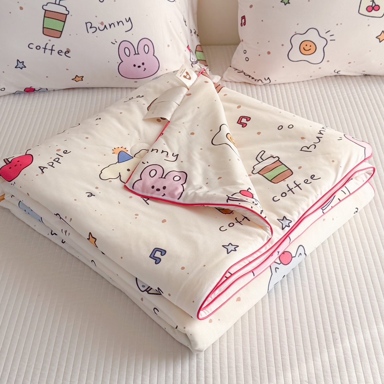 暖生活 2026春夏新款A类牛奶针织棉夏被夏凉被空调被 苹果咖啡