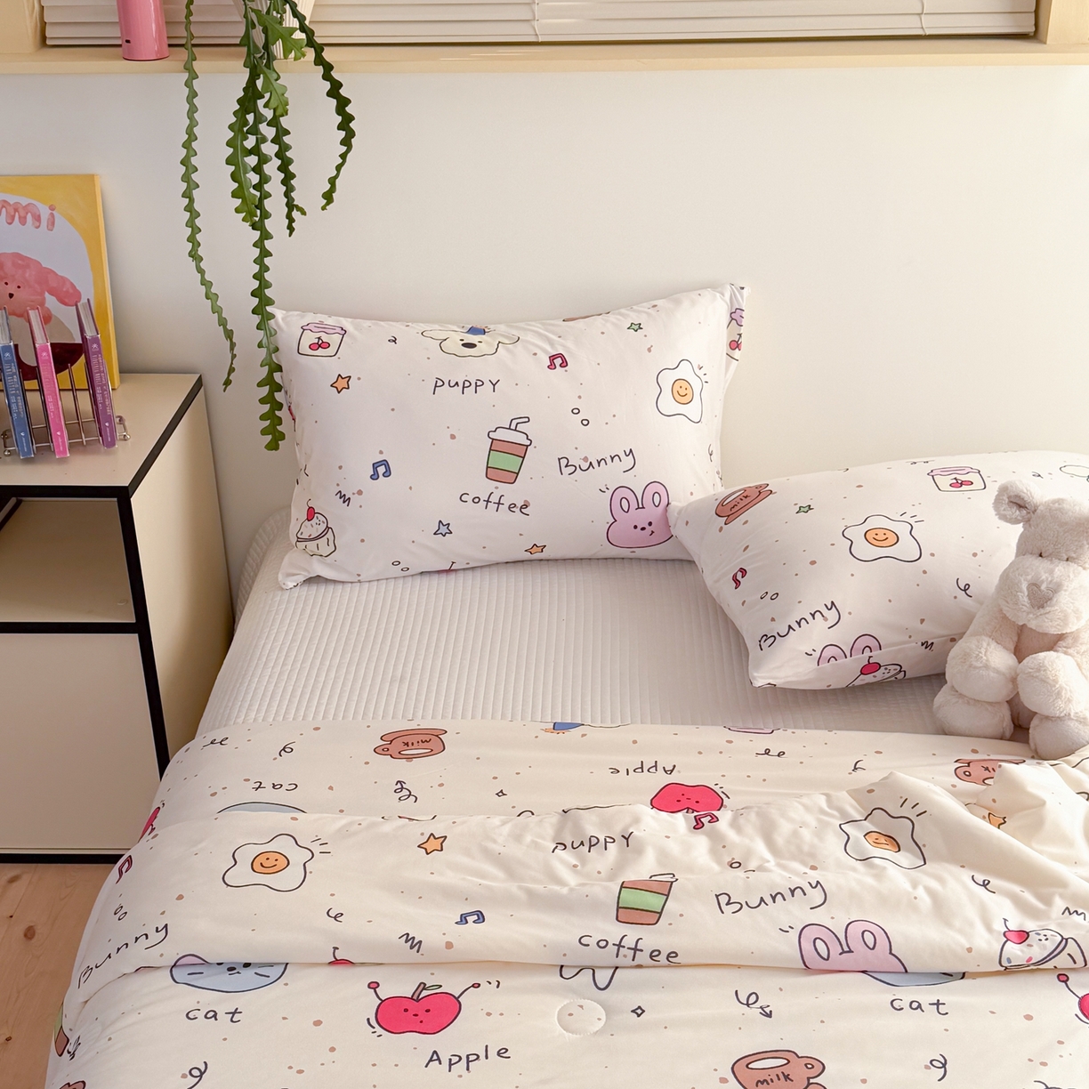 91家纺网 家纺一手货源 找家纺 暖生活 2026春夏新款A类牛奶针织棉夏被夏凉被空调被 苹果咖啡