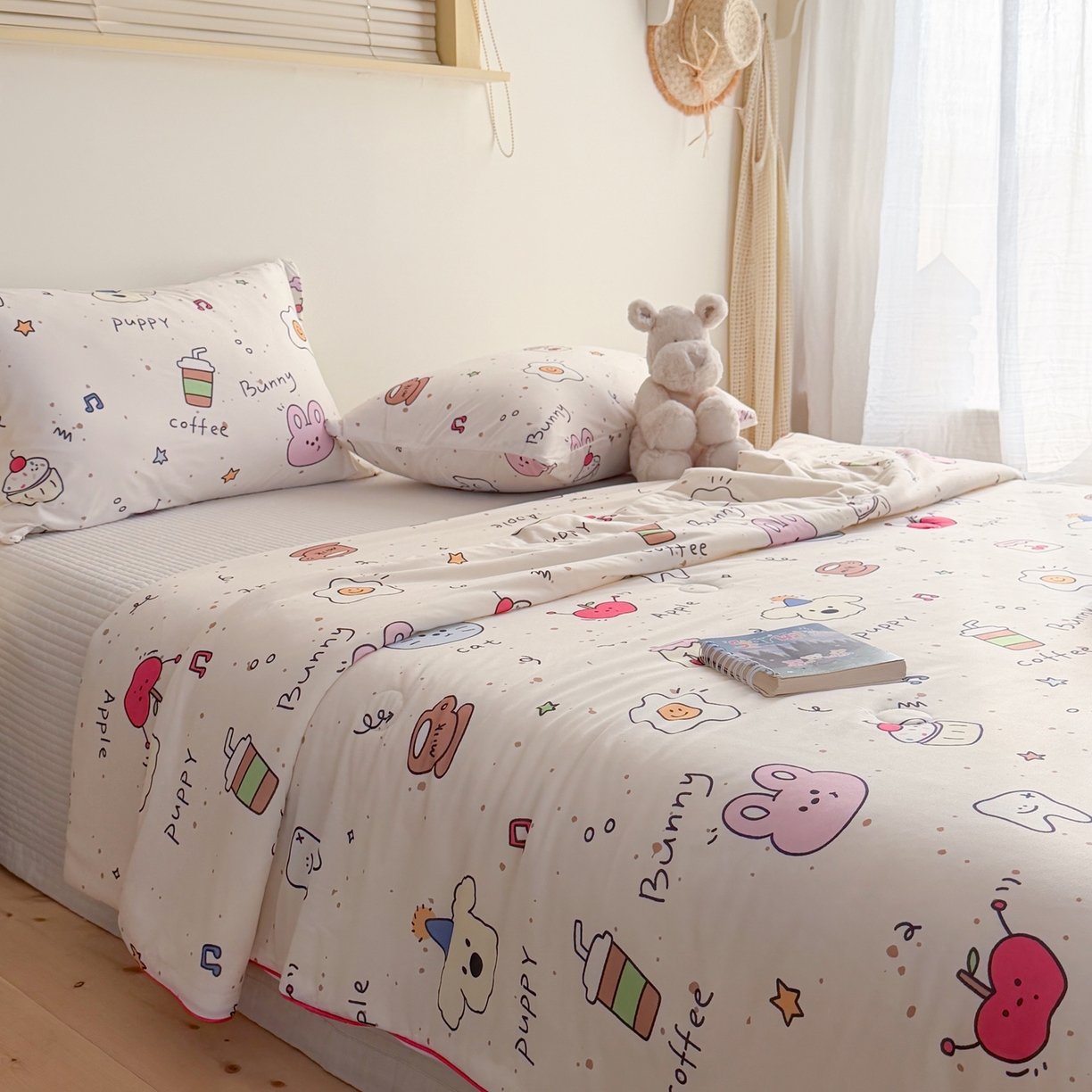 91家纺网 家纺一手货源 找家纺 暖生活 2026春夏新款A类牛奶针织棉夏被夏凉被空调被 苹果咖啡