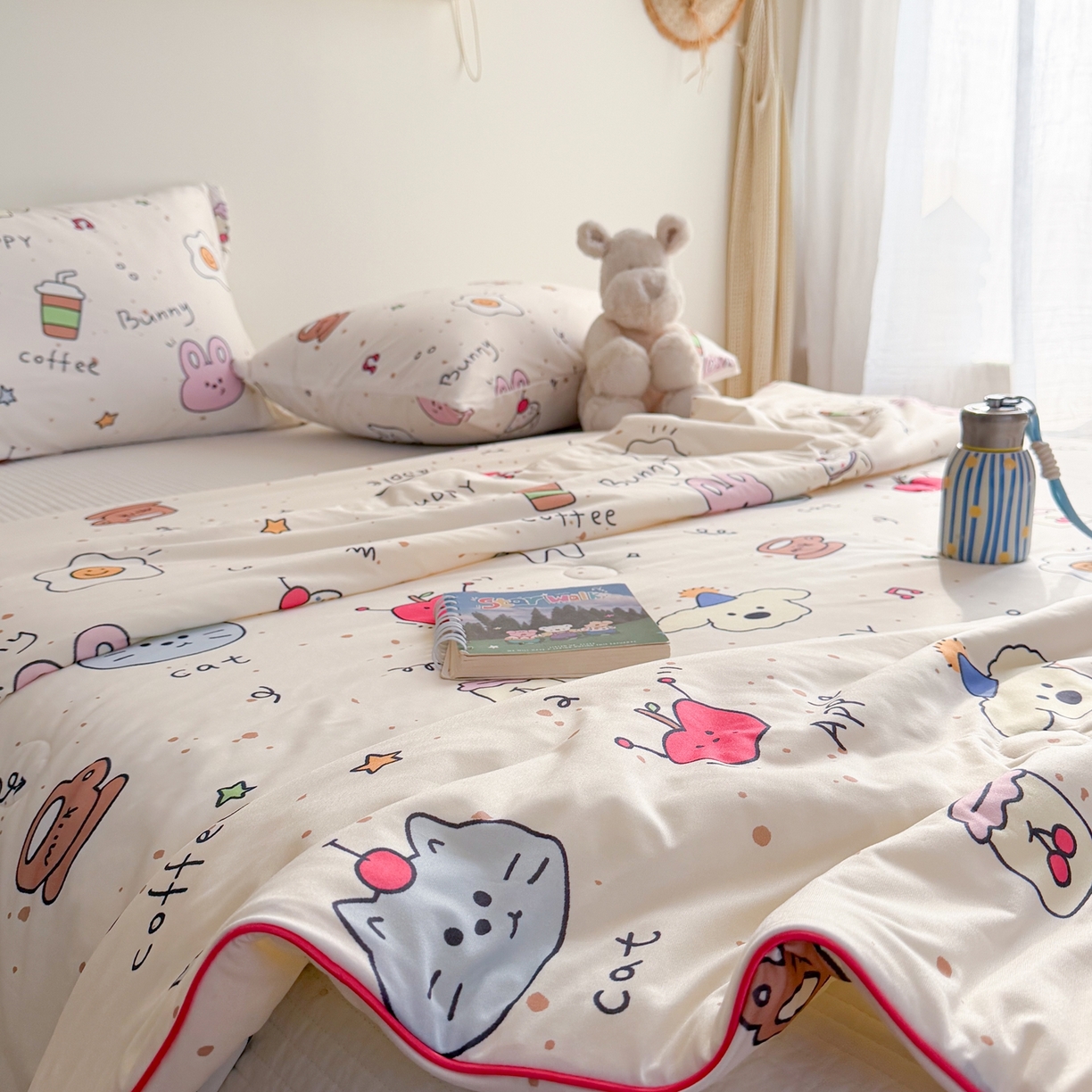 91家纺网 家纺一手货源 找家纺 暖生活 2026春夏新款A类牛奶针织棉夏被夏凉被空调被 苹果咖啡