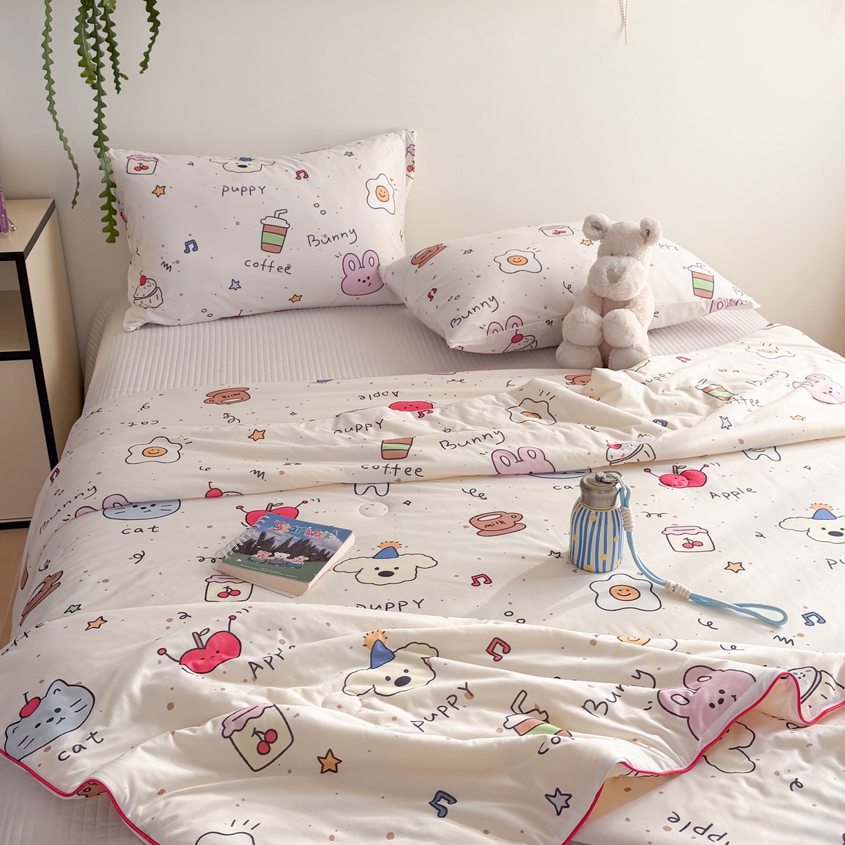 91家纺网 家纺一手货源 找家纺 暖生活 2026春夏新款A类牛奶针织棉夏被夏凉被空调被 苹果咖啡