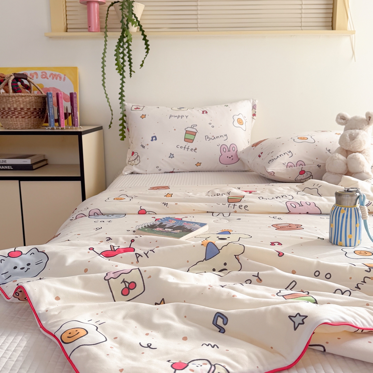 91家纺网 家纺一手货源 找家纺 暖生活 2026春夏新款A类牛奶针织棉夏被夏凉被空调被 苹果咖啡