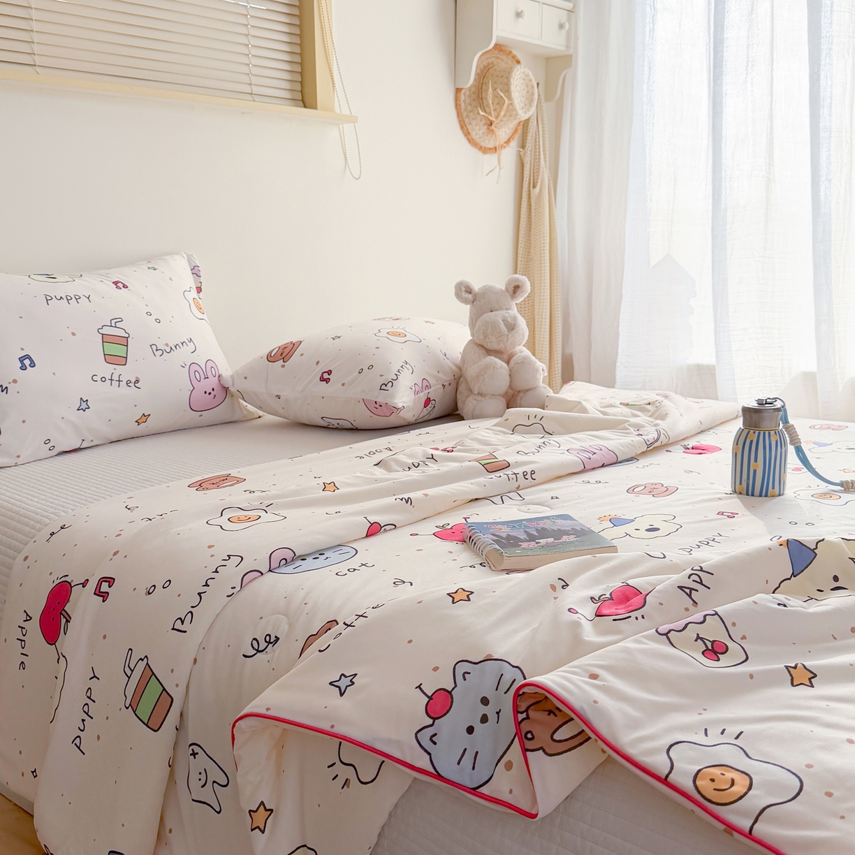 91家纺网 家纺一手货源 找家纺 暖生活 2026春夏新款A类牛奶针织棉夏被夏凉被空调被 苹果咖啡