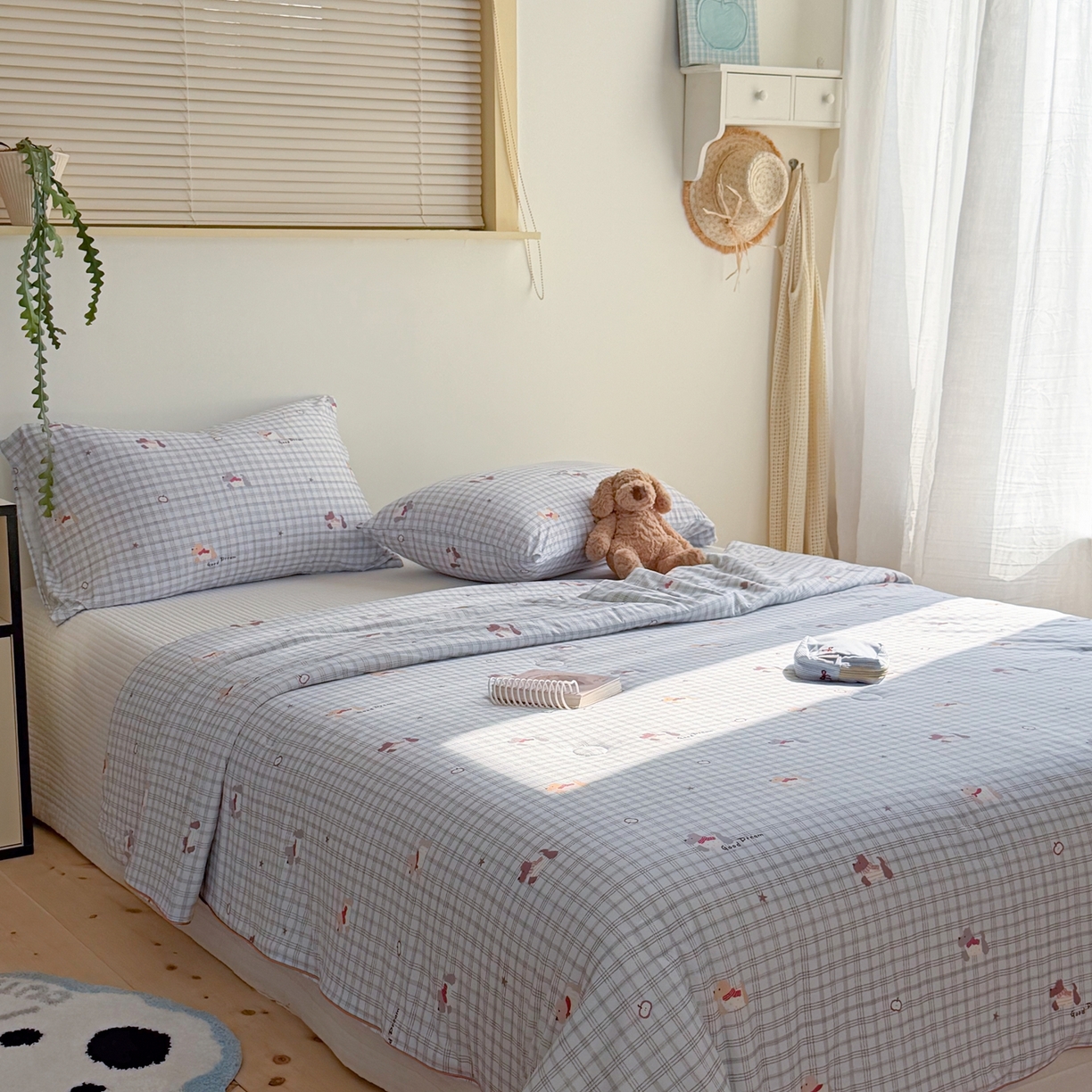 91家纺网 家纺一手货源 找家纺 暖生活 2026春夏新款A类牛奶针织棉夏被夏凉被空调被 围巾小狗