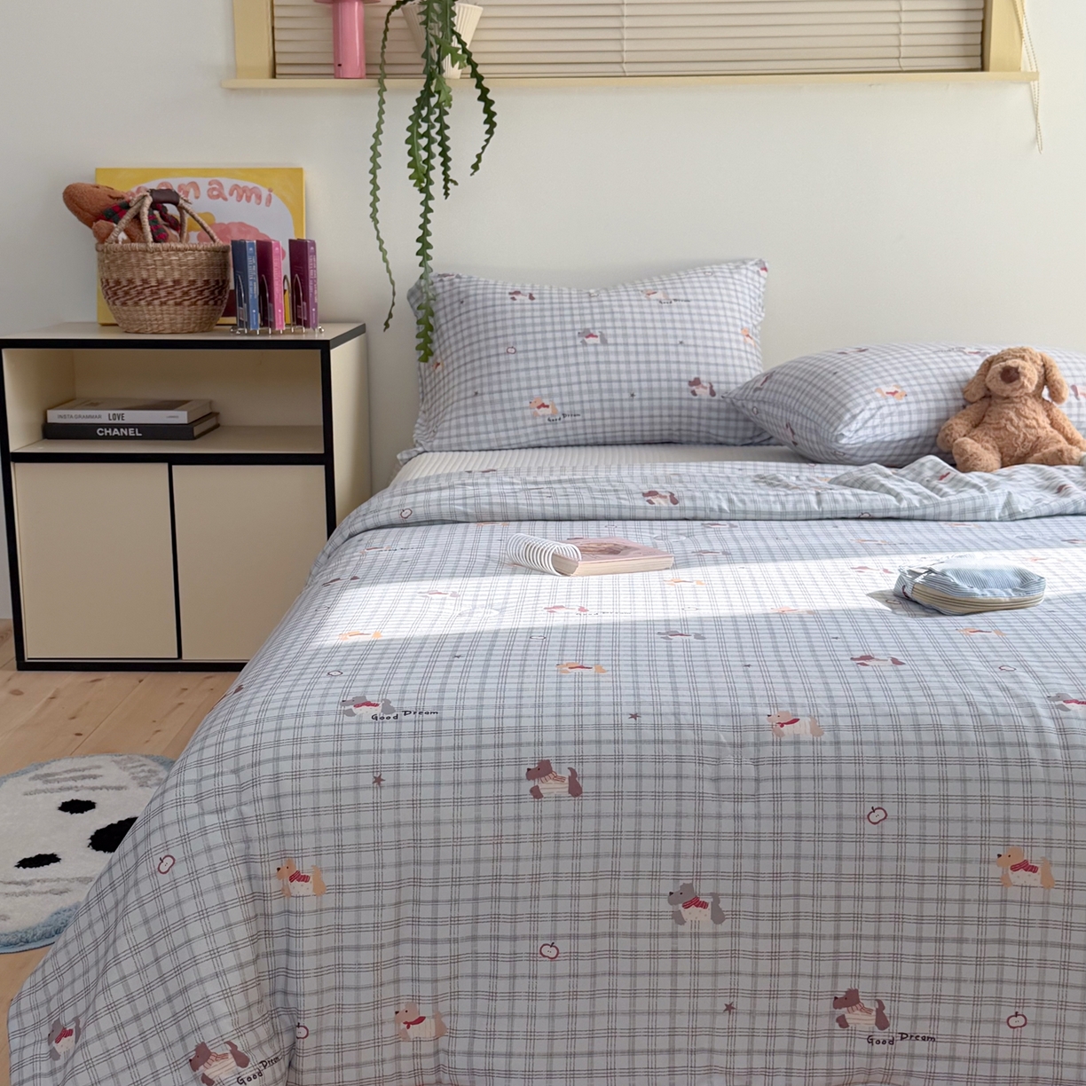 91家纺网 家纺一手货源 找家纺 暖生活 2026春夏新款A类牛奶针织棉夏被夏凉被空调被 围巾小狗