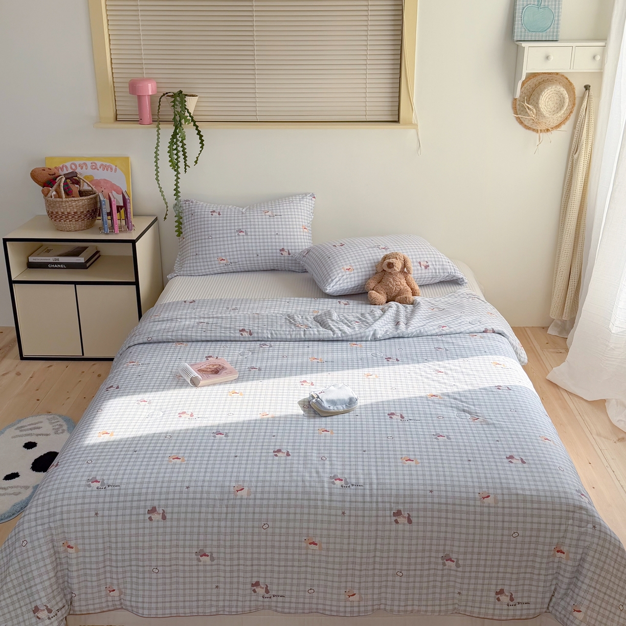 91家纺网 家纺一手货源 找家纺 暖生活 2026春夏新款A类牛奶针织棉夏被夏凉被空调被 围巾小狗