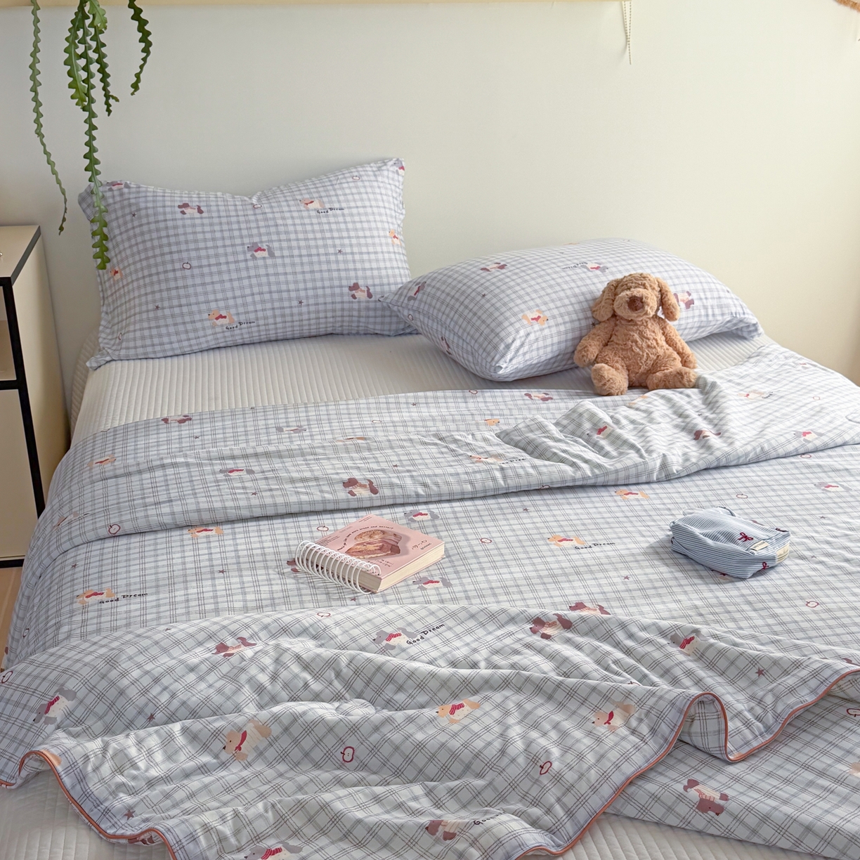 91家纺网 家纺一手货源 找家纺 暖生活 2026春夏新款A类牛奶针织棉夏被夏凉被空调被 围巾小狗