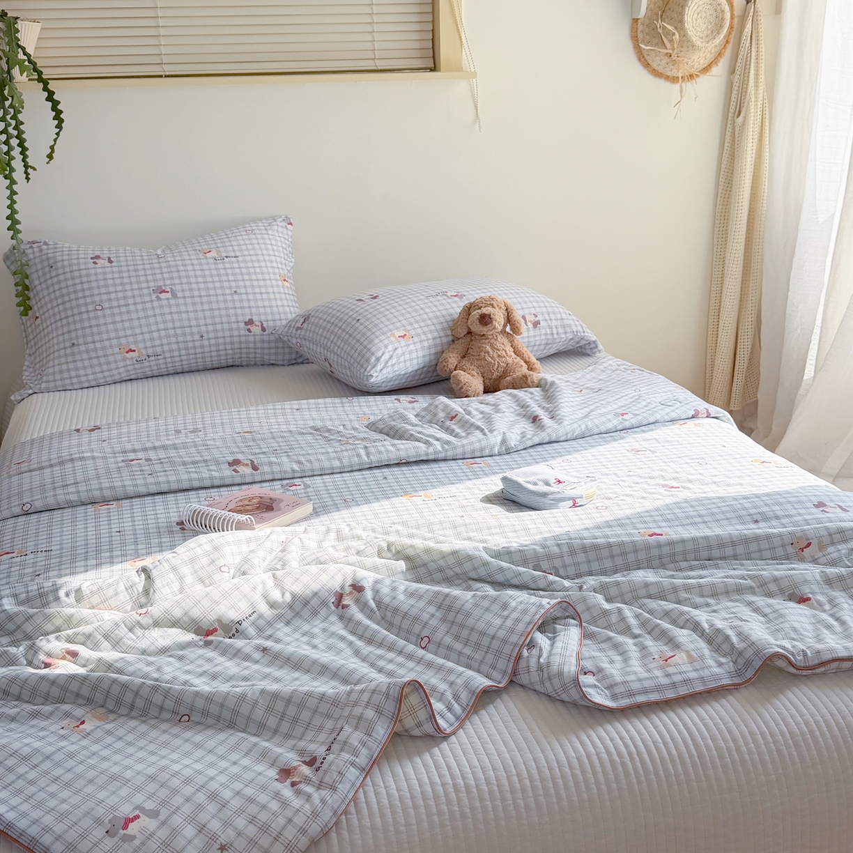 91家纺网 家纺一手货源 找家纺 暖生活 2026春夏新款A类牛奶针织棉夏被夏凉被空调被 围巾小狗