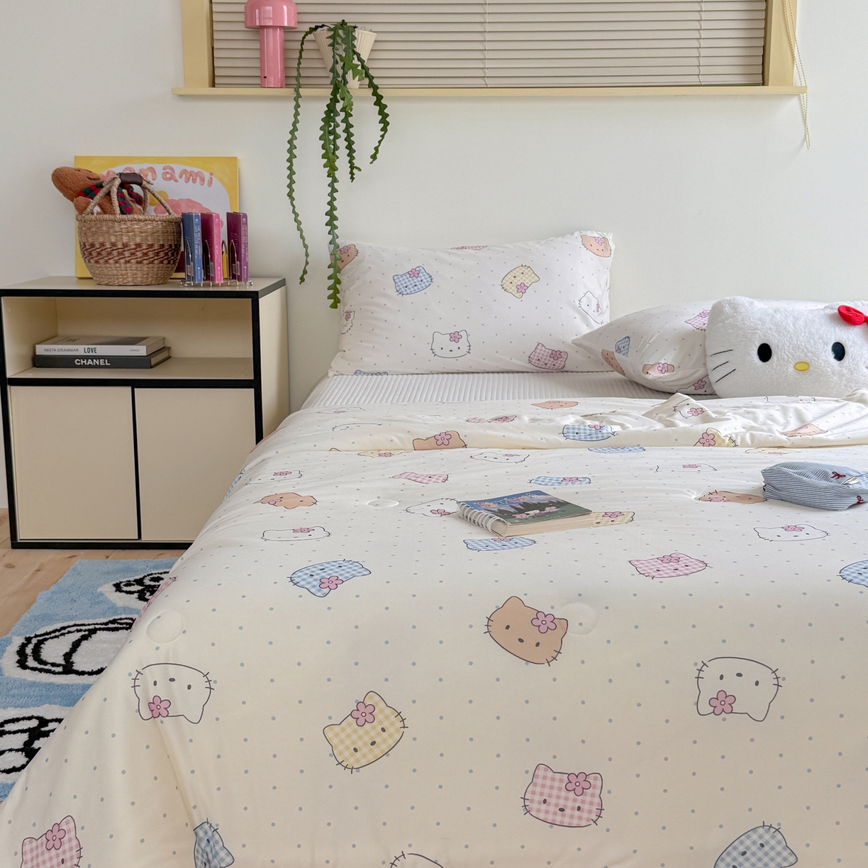 91家纺网 家纺一手货源 找家纺 暖生活 2026春夏新款A类牛奶针织棉夏被夏凉被空调被 小花猫