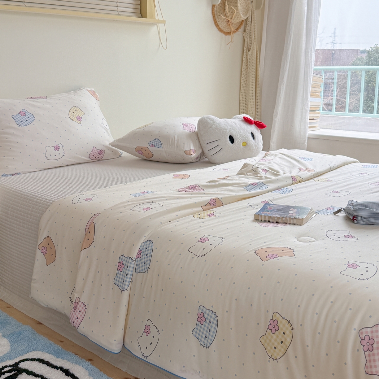 91家纺网 家纺一手货源 找家纺 暖生活 2026春夏新款A类牛奶针织棉夏被夏凉被空调被 小花猫