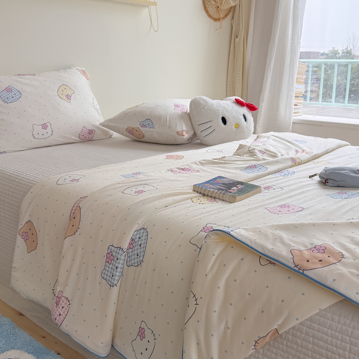 91家纺网 家纺一手货源 找家纺 暖生活 2026春夏新款A类牛奶针织棉夏被夏凉被空调被 小花猫