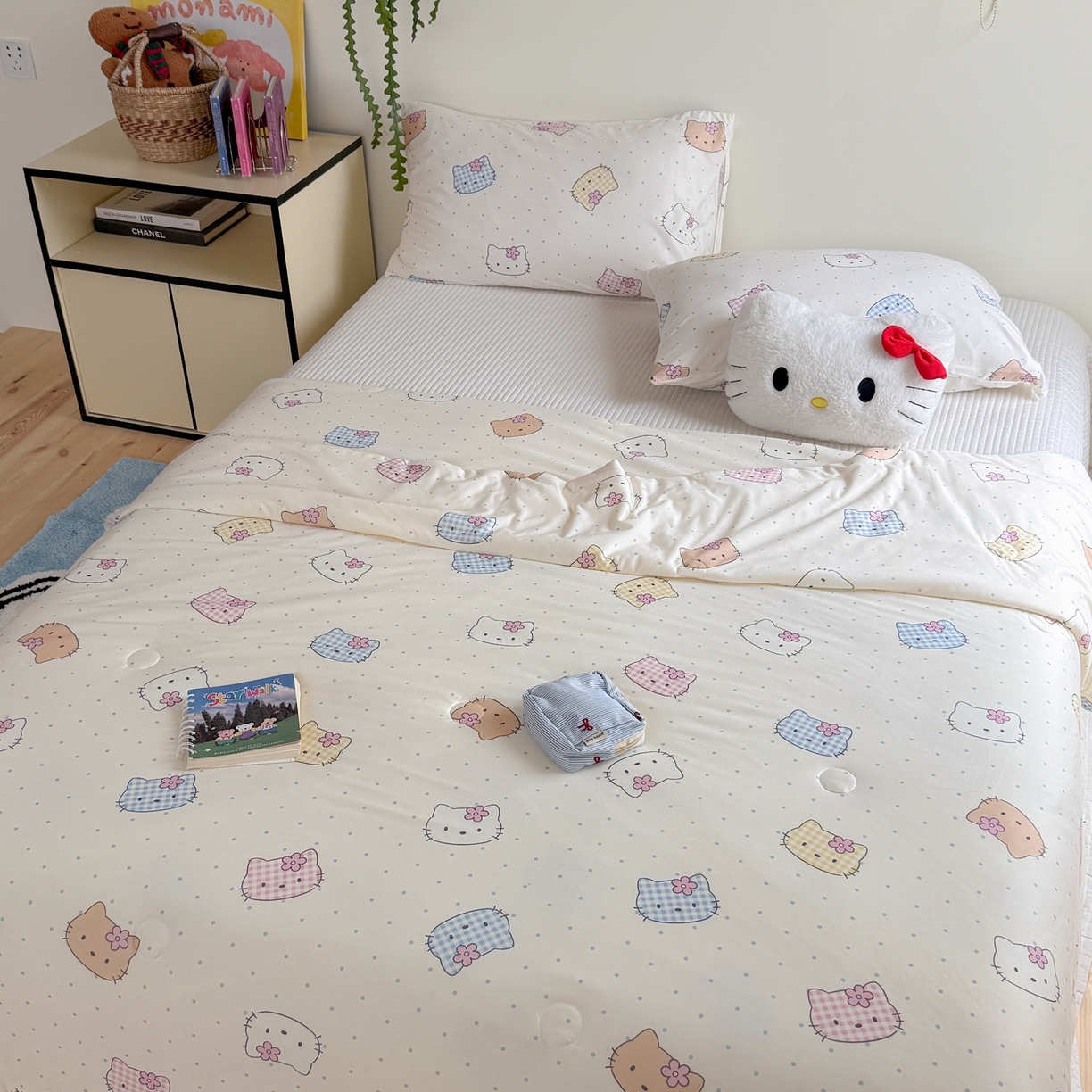 91家纺网 家纺一手货源 找家纺 暖生活 2026春夏新款A类牛奶针织棉夏被夏凉被空调被 小花猫