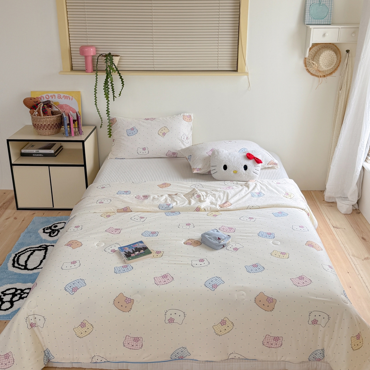 91家纺网 家纺一手货源 找家纺 暖生活 2026春夏新款A类牛奶针织棉夏被夏凉被空调被 小花猫