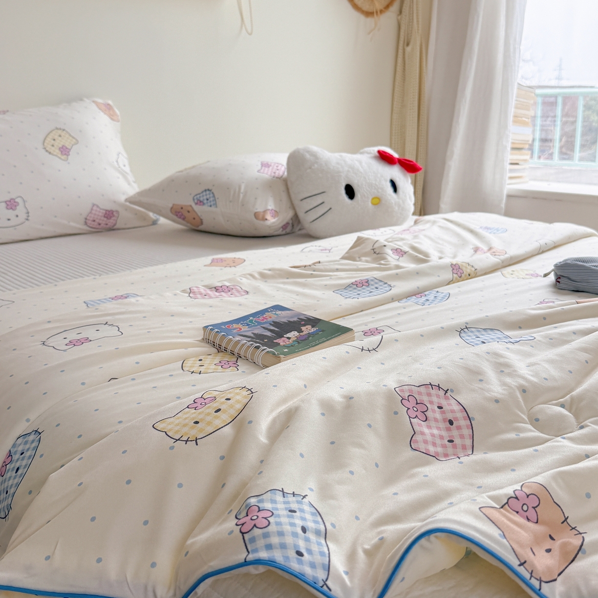 91家纺网 家纺一手货源 找家纺 暖生活 2026春夏新款A类牛奶针织棉夏被夏凉被空调被 小花猫