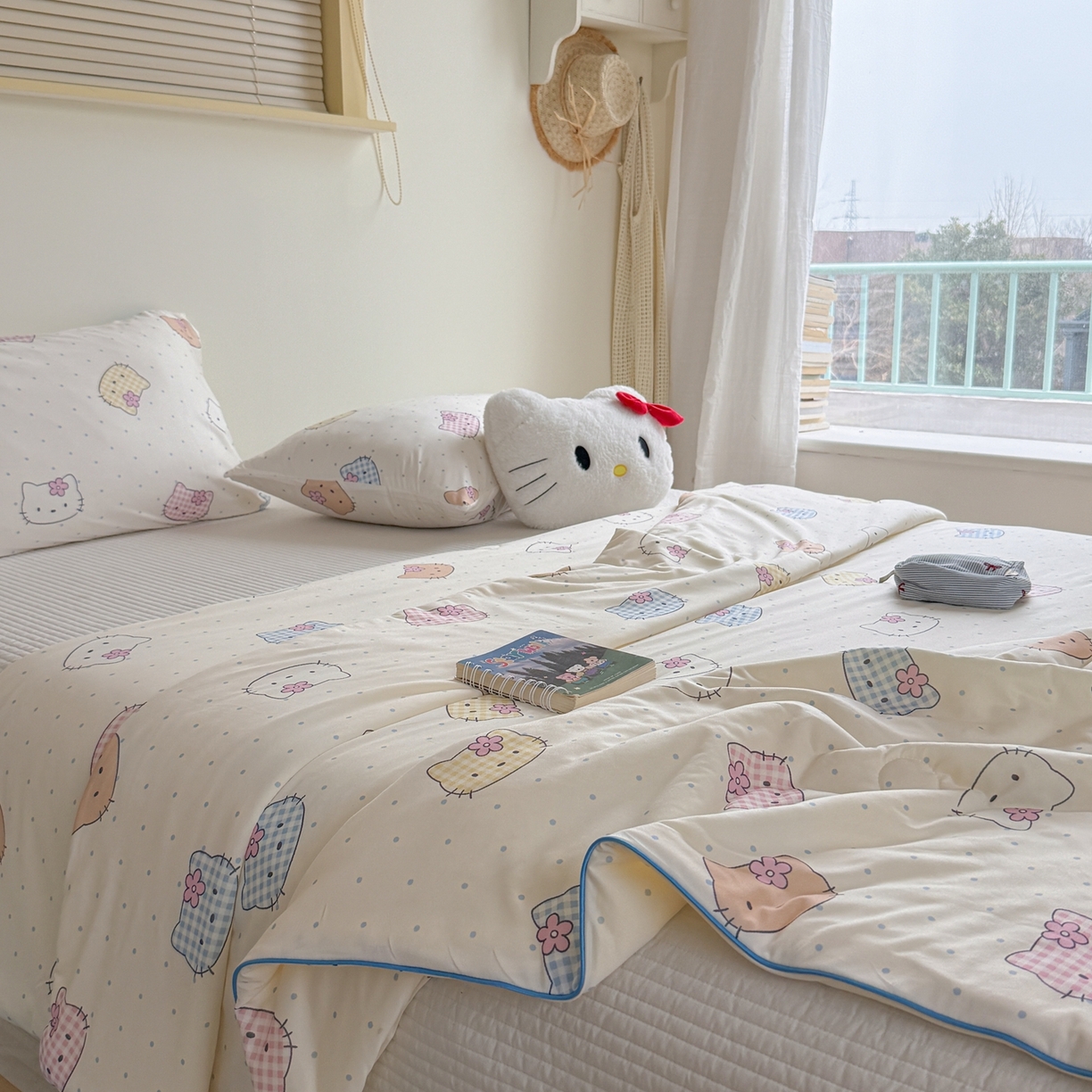 91家纺网 家纺一手货源 找家纺 暖生活 2026春夏新款A类牛奶针织棉夏被夏凉被空调被 小花猫