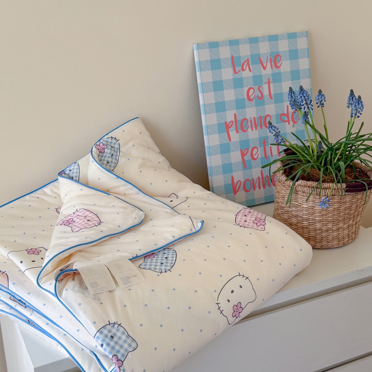 91家纺网 家纺一手货源 找家纺 暖生活 2026春夏新款A类牛奶针织棉夏被夏凉被空调被 小花猫