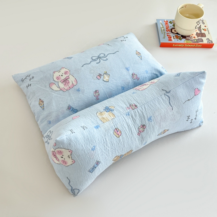 91家纺网 家纺一手货源 找家纺 小桃姐家纺 2026新款三角荞麦枕头二合一组合款全荞麦壳枕芯护颈椎枕腰靠枕 二合一荞麦枕-小猫时光-蓝