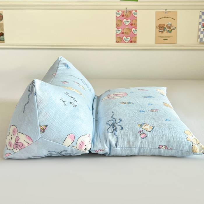 91家纺网 家纺一手货源 找家纺 小桃姐家纺 2026新款三角荞麦枕头二合一组合款全荞麦壳枕芯护颈椎枕腰靠枕 二合一荞麦枕-小猫时光-蓝