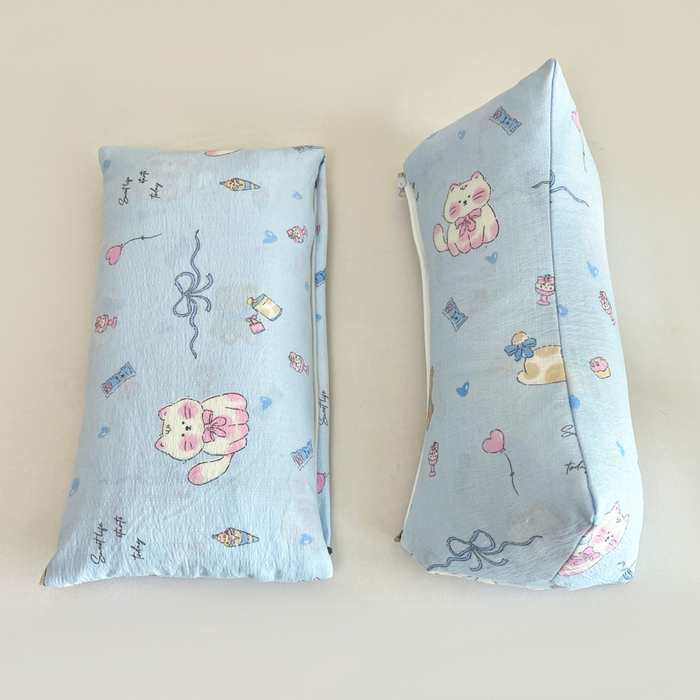 91家纺网 家纺一手货源 找家纺 小桃姐家纺 2026新款三角荞麦枕头二合一组合款全荞麦壳枕芯护颈椎枕腰靠枕 二合一荞麦枕-小猫时光-蓝