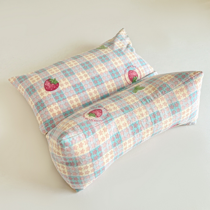 91家纺网 家纺一手货源 找家纺 小桃姐家纺 2026新款三角荞麦枕头二合一组合款全荞麦壳枕芯护颈椎枕腰靠枕 二合一荞麦枕-有草莓的地方