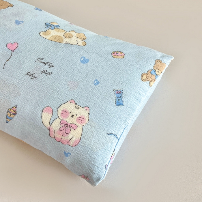 91家纺网 家纺一手货源 找家纺 小桃姐家纺 2026新款三角荞麦枕头二合一组合款全荞麦壳枕芯护颈椎枕腰靠枕 二合一荞麦枕-小猫时光-蓝