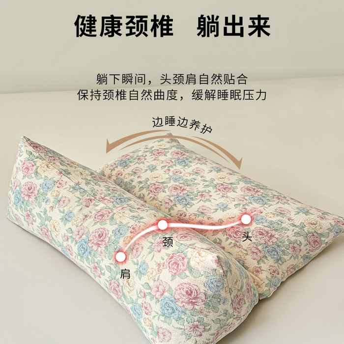 91家纺网 家纺一手货源 找家纺 小桃姐家纺 2026新款三角荞麦枕头二合一组合款全荞麦壳枕芯护颈椎枕腰靠枕 二合一荞麦枕-童话星岛