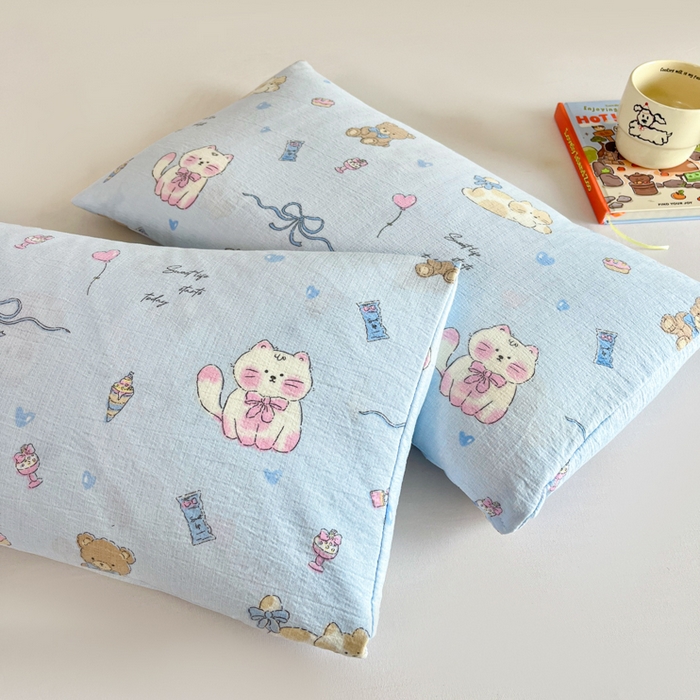 91家纺网 家纺一手货源 找家纺 小桃姐家纺 2026新款三角荞麦枕头二合一组合款全荞麦壳枕芯护颈椎枕腰靠枕 二合一荞麦枕-小猫时光-蓝