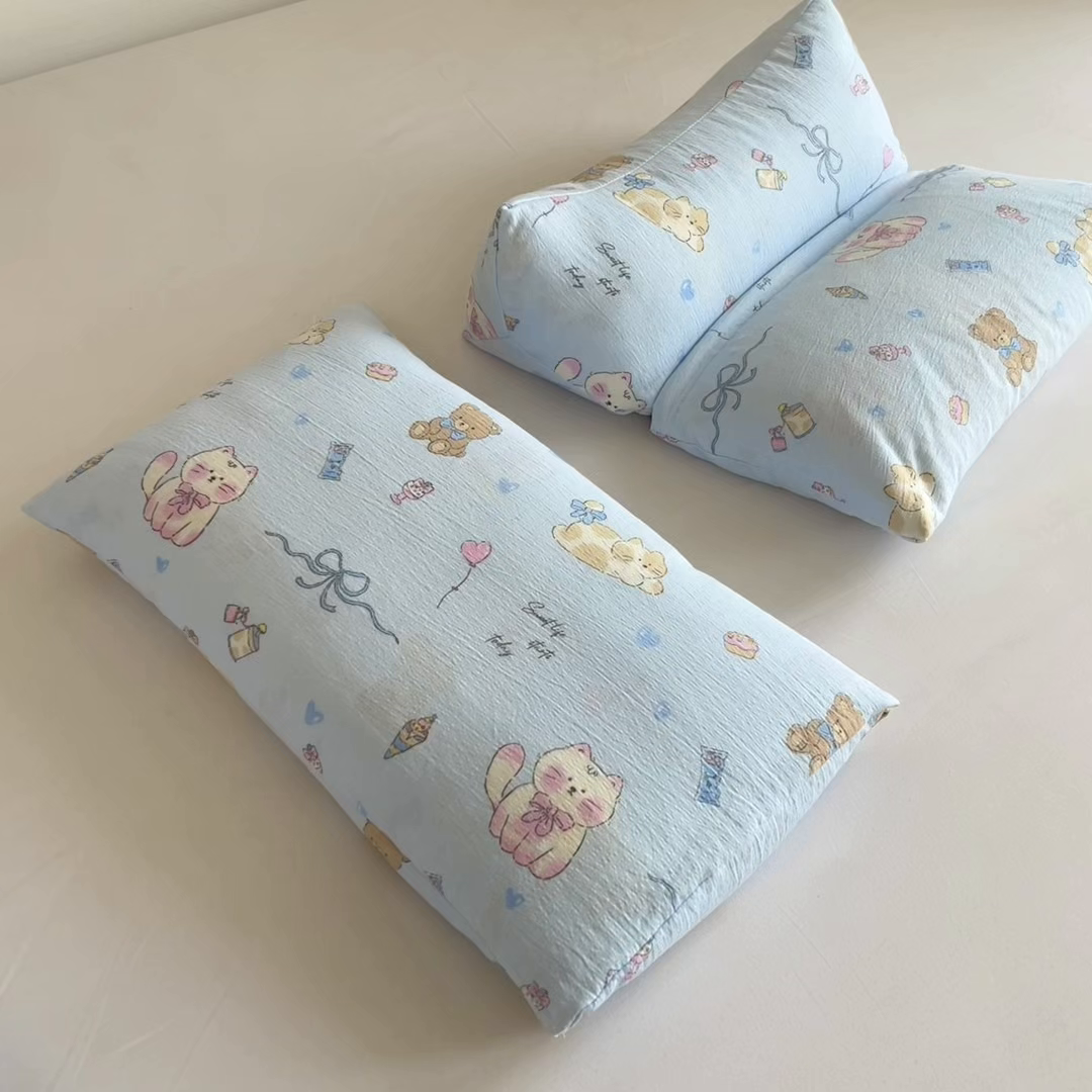 91家纺网 家纺一手货源 找家纺 小桃姐家纺 2026新款三角荞麦枕头二合一组合款全荞麦壳枕芯护颈椎枕腰靠枕 二合一荞麦枕-小猫时光-蓝