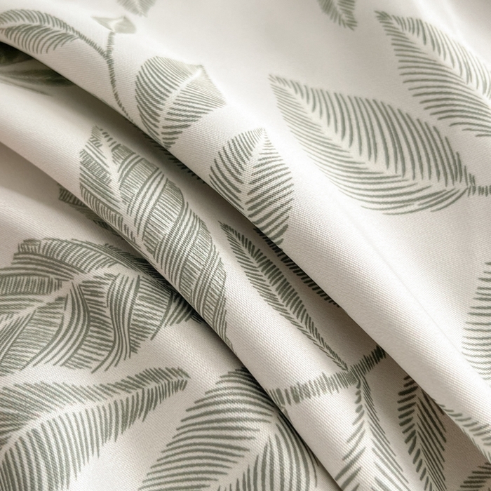 91家纺网 家纺一手货源 找家纺 金牛座家纺 2026新款高克重细斜纹丝柔质感亲肤数码印花宽边四件套-叶舞系列 叶舞-橄榄绿