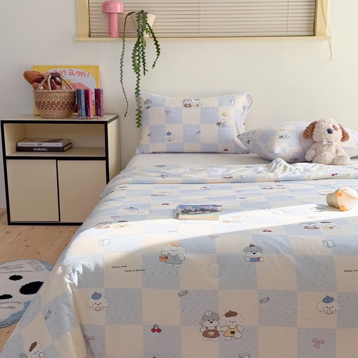 91家纺网 家纺一手货源 找家纺 暖生活 2026春夏新款A类牛奶针织棉夏被夏凉被空调被 小灰小白