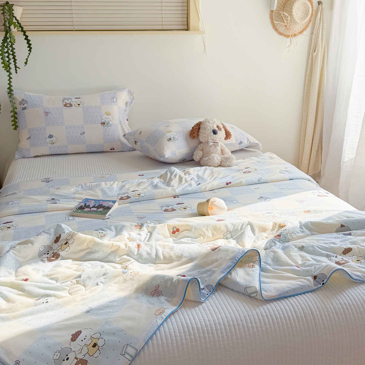 91家纺网 家纺一手货源 找家纺 暖生活 2026春夏新款A类牛奶针织棉夏被夏凉被空调被 小灰小白