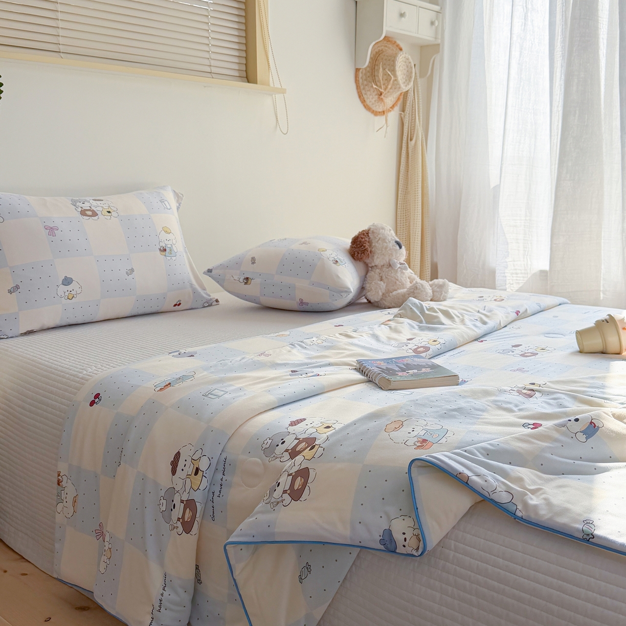 91家纺网 家纺一手货源 找家纺 暖生活 2026春夏新款A类牛奶针织棉夏被夏凉被空调被 小灰小白