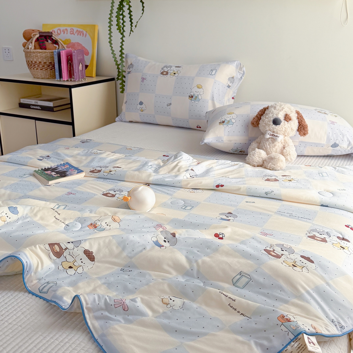 91家纺网 家纺一手货源 找家纺 暖生活 2026春夏新款A类牛奶针织棉夏被夏凉被空调被 小灰小白