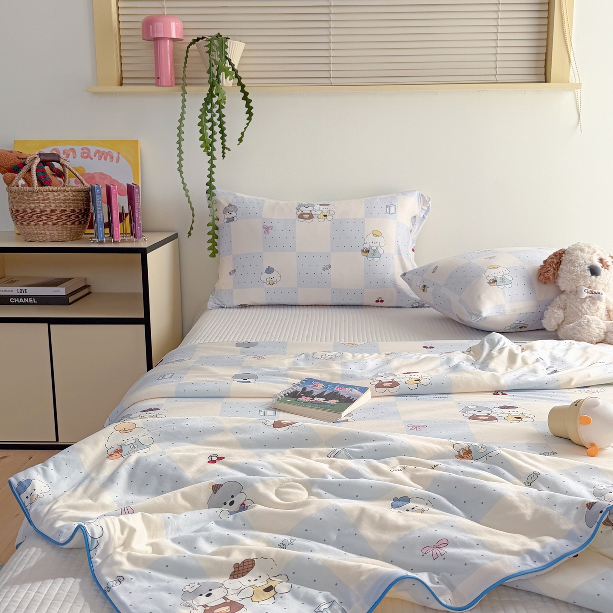 91家纺网 家纺一手货源 找家纺 暖生活 2026春夏新款A类牛奶针织棉夏被夏凉被空调被 小灰小白