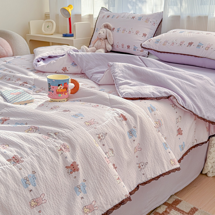 91家纺网 家纺一手货源 找家纺 （总）初念 2026新款云感双层纱抗菌花边夏被夏凉被空调被-系列二（好温柔的夏被~）