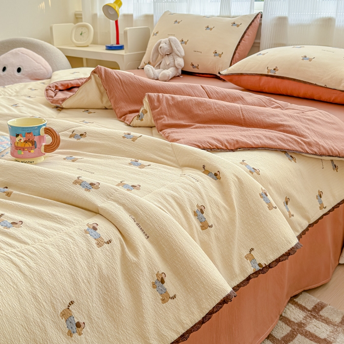 91家纺网 家纺一手货源 找家纺 （总）初念 2026新款云感双层纱抗菌花边夏被夏凉被空调被-系列二（好温柔的夏被~）