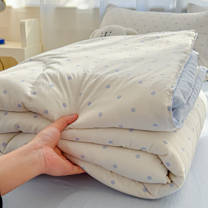 91家纺网 家纺一手货源 找家纺 初念 2026新款云感双层纱抗菌花边夏被夏凉被空调被-系列二（好温柔的夏被~） 晴风-海盐汤圆